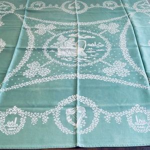 Ireland Castle Souvenir Linen Shamrock and Angel Square Table Cloth 48" x 52"